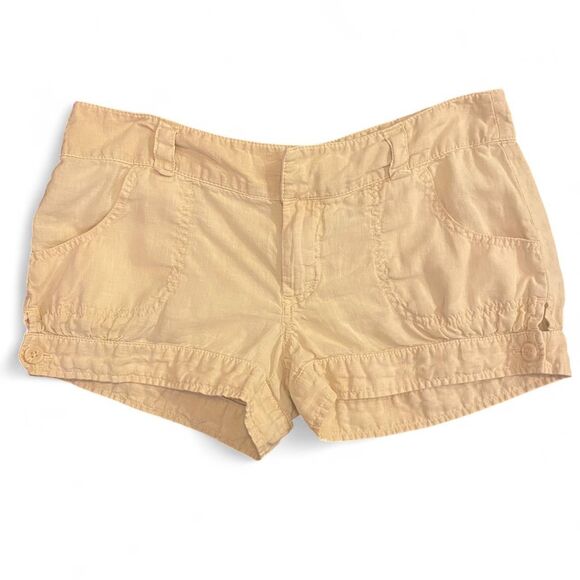 Y2k Guess softcore summer tan 100% linen shorts - Picture 1 of 6